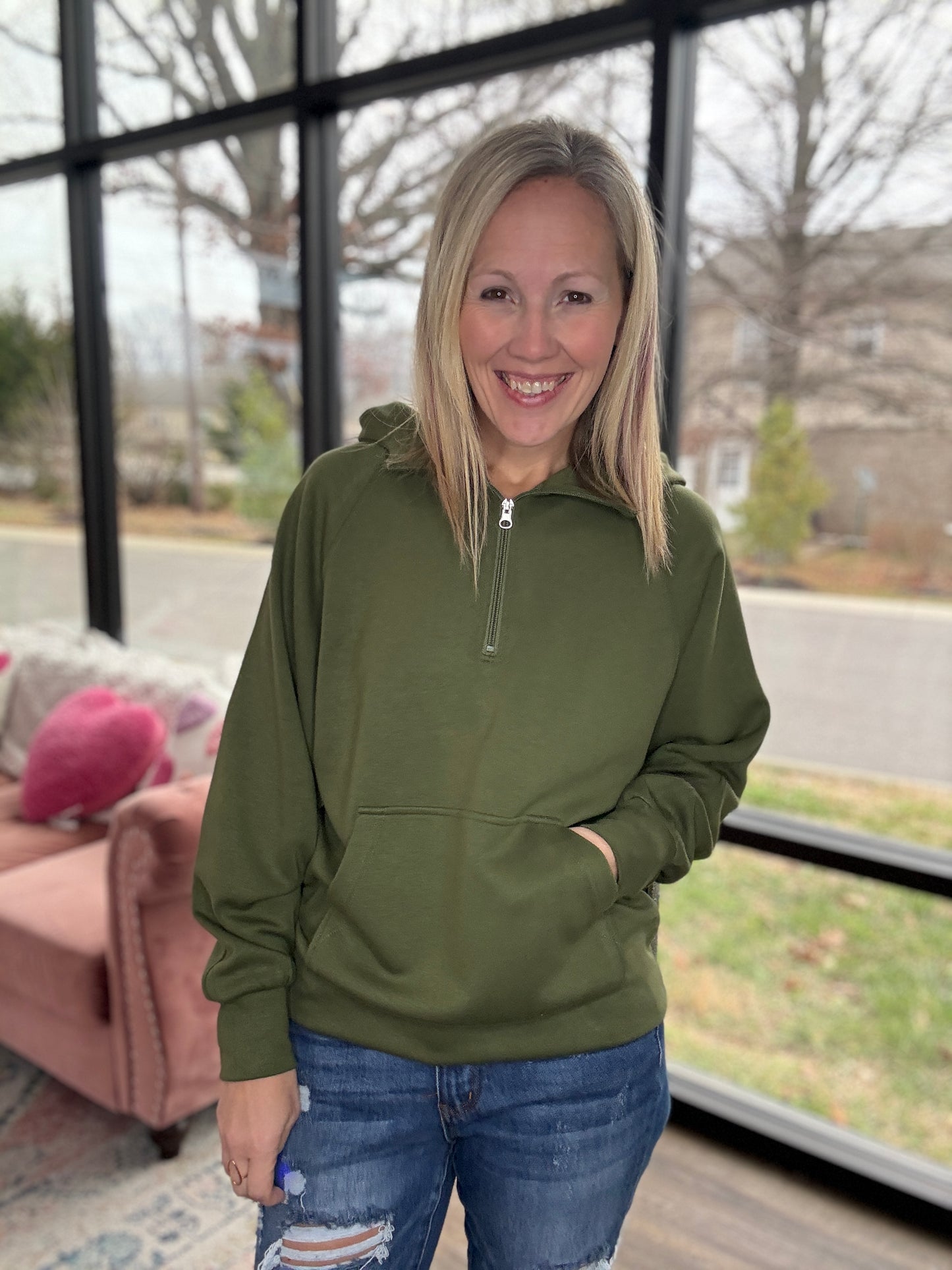On the Go Luxe Pullover- Green