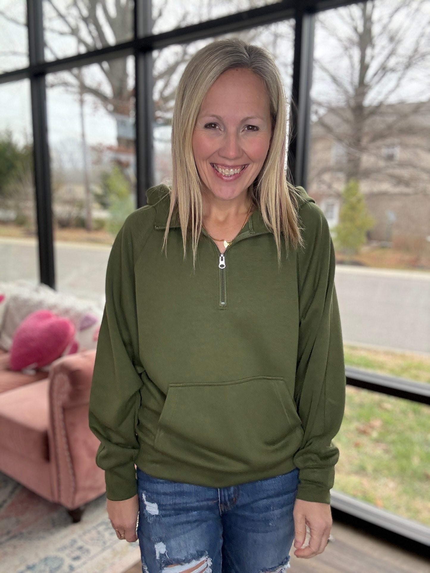 On the Go Luxe Pullover- Green
