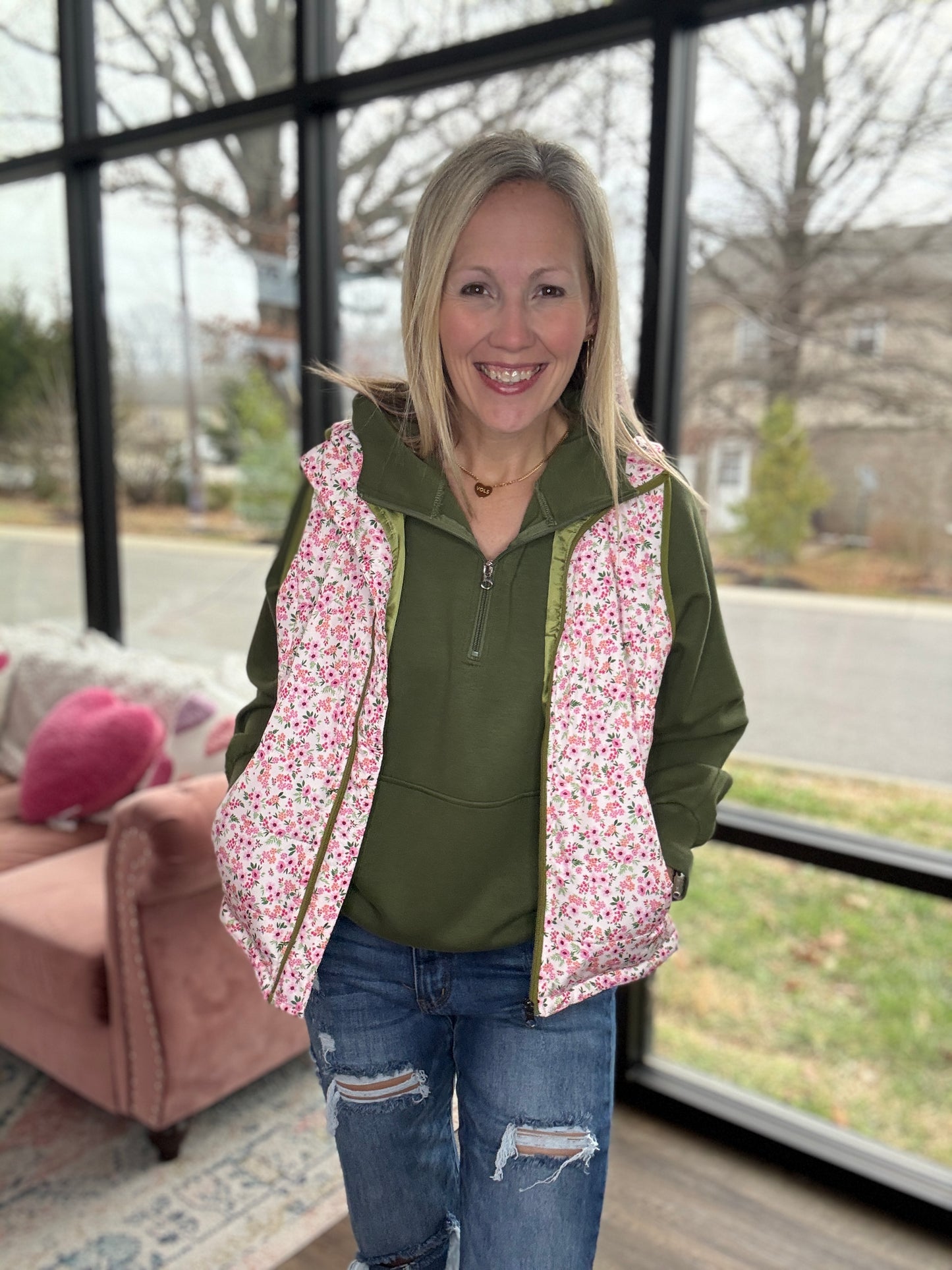 On the Go Luxe Pullover- Green