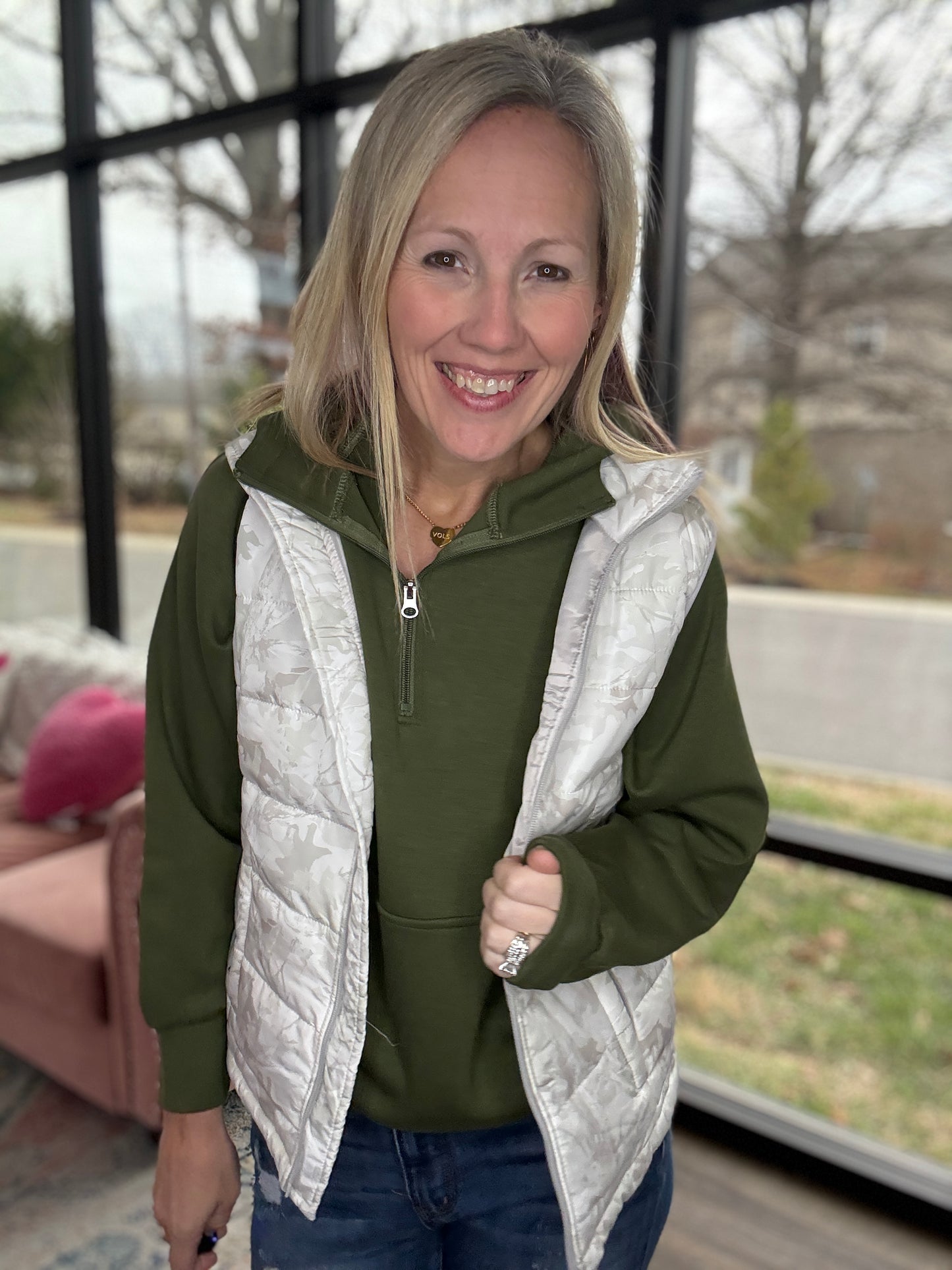 On the Go Luxe Pullover- Green