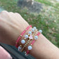Pink/ Gold Beads Adjustable Bracelet Set