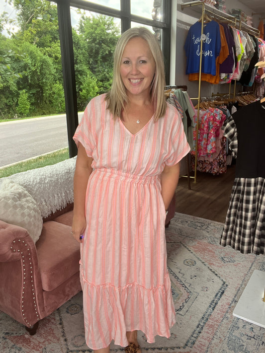 Brynne Maxi Dress- Coral (S,M,L)