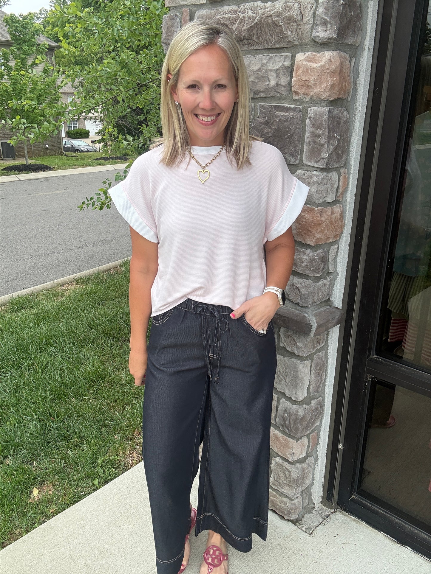 Open Air Striped Top- Pink