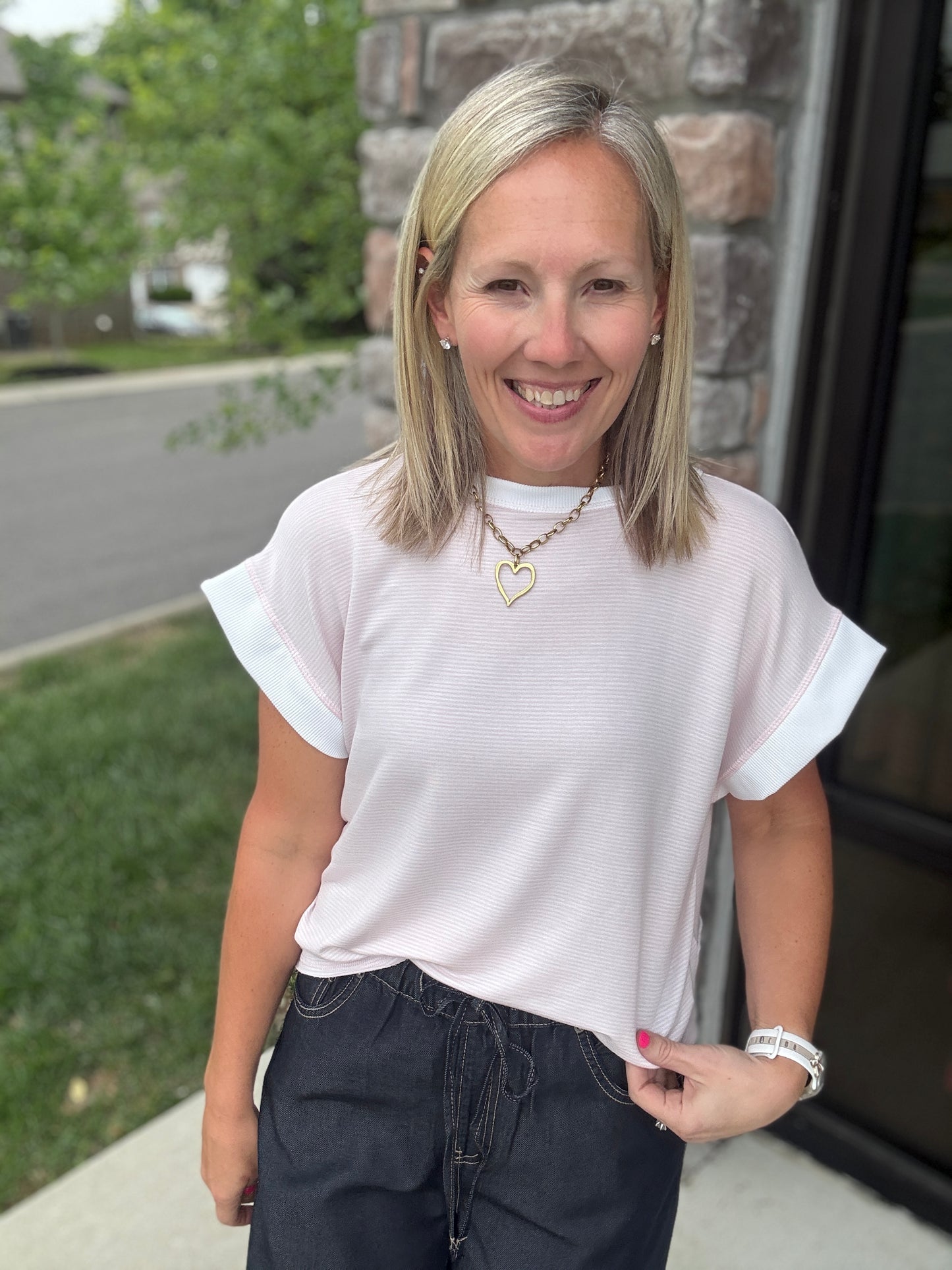 Open Air Striped Top- Pink