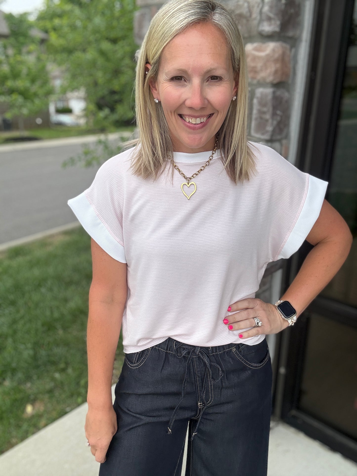 Open Air Striped Top- Pink