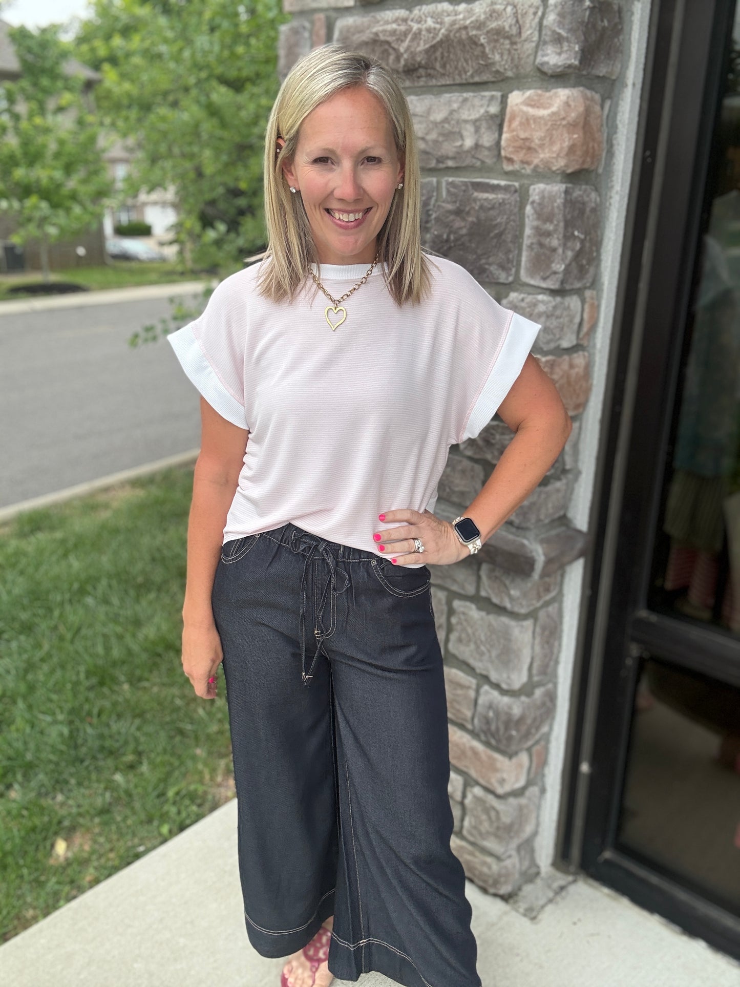 Open Air Striped Top- Pink