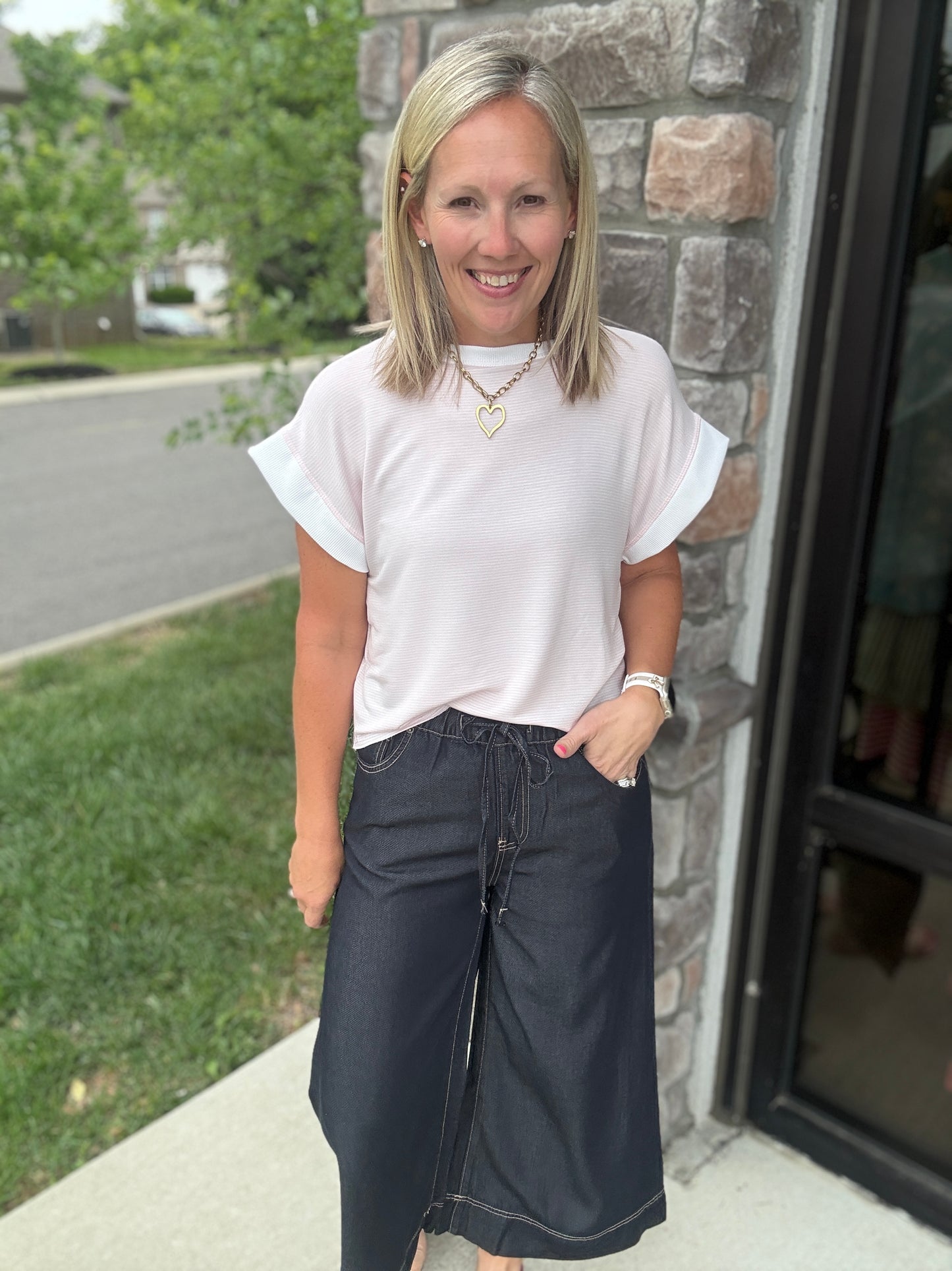 Open Air Striped Top- Pink