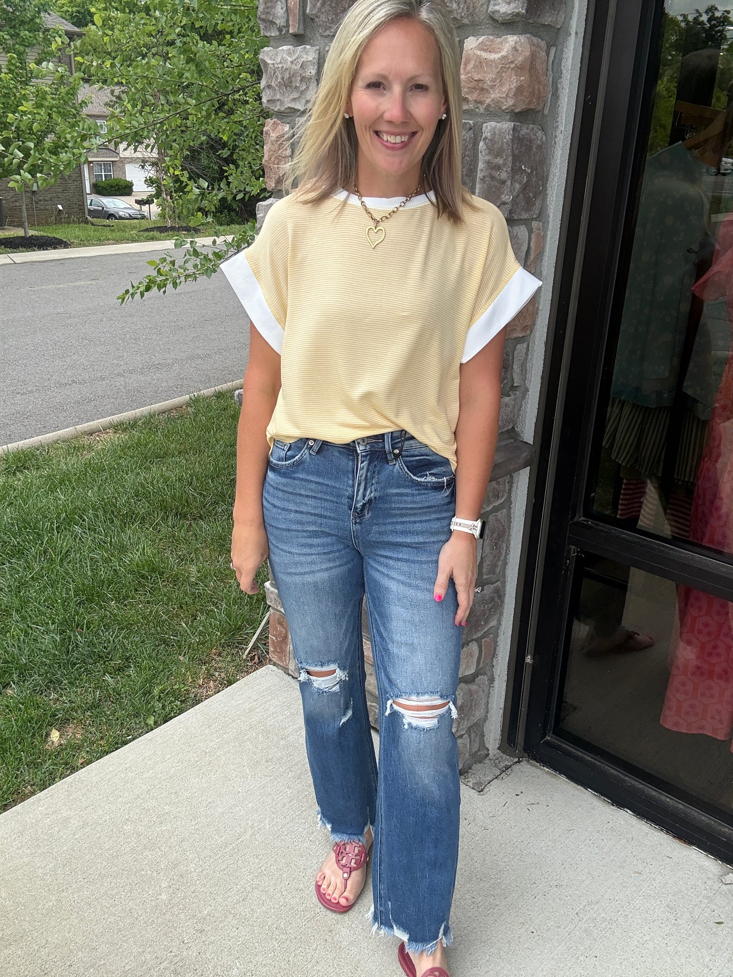 Open Air Stripe Top- Yellow