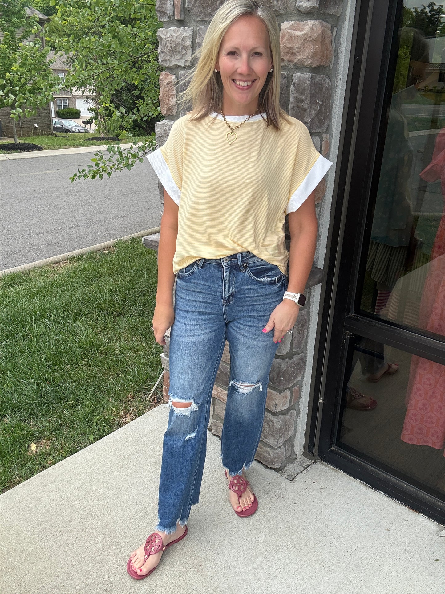 Open Air Stripe Top- Yellow