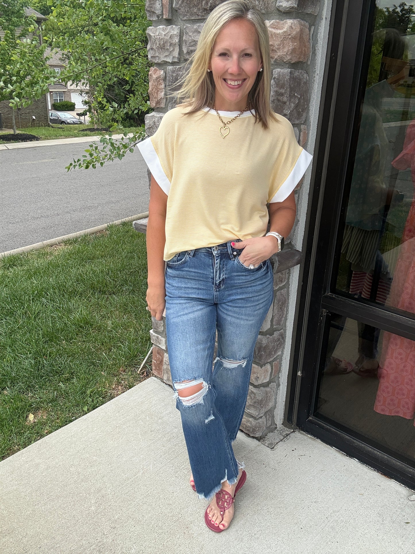 Open Air Stripe Top- Yellow