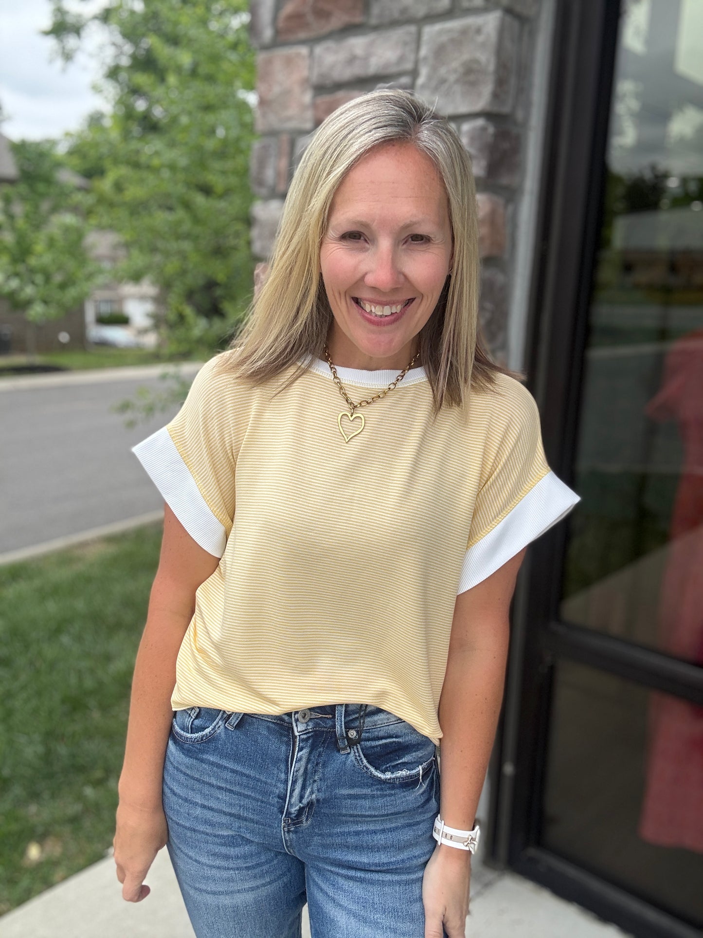 Open Air Stripe Top- Yellow