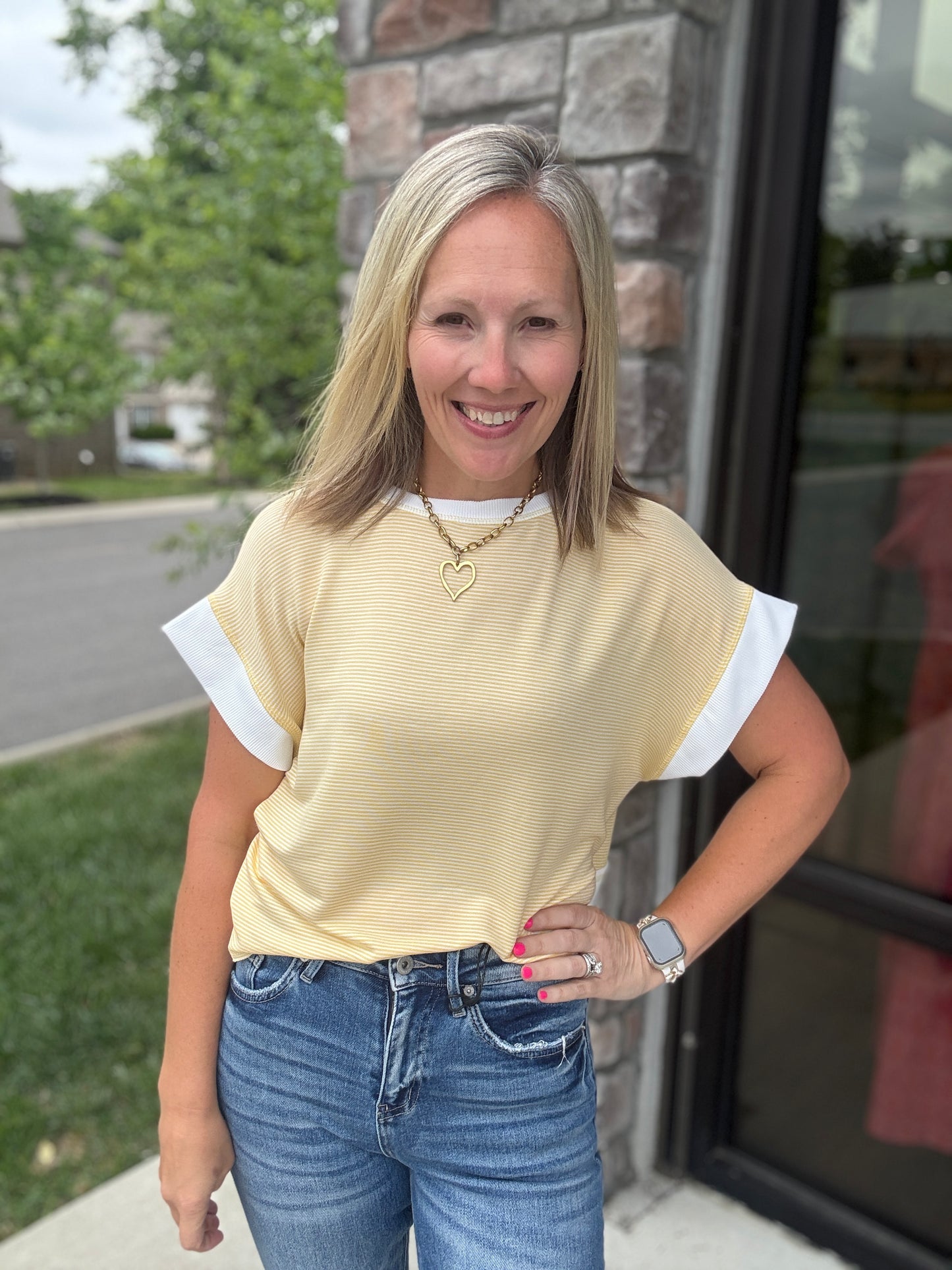 Open Air Stripe Top- Yellow