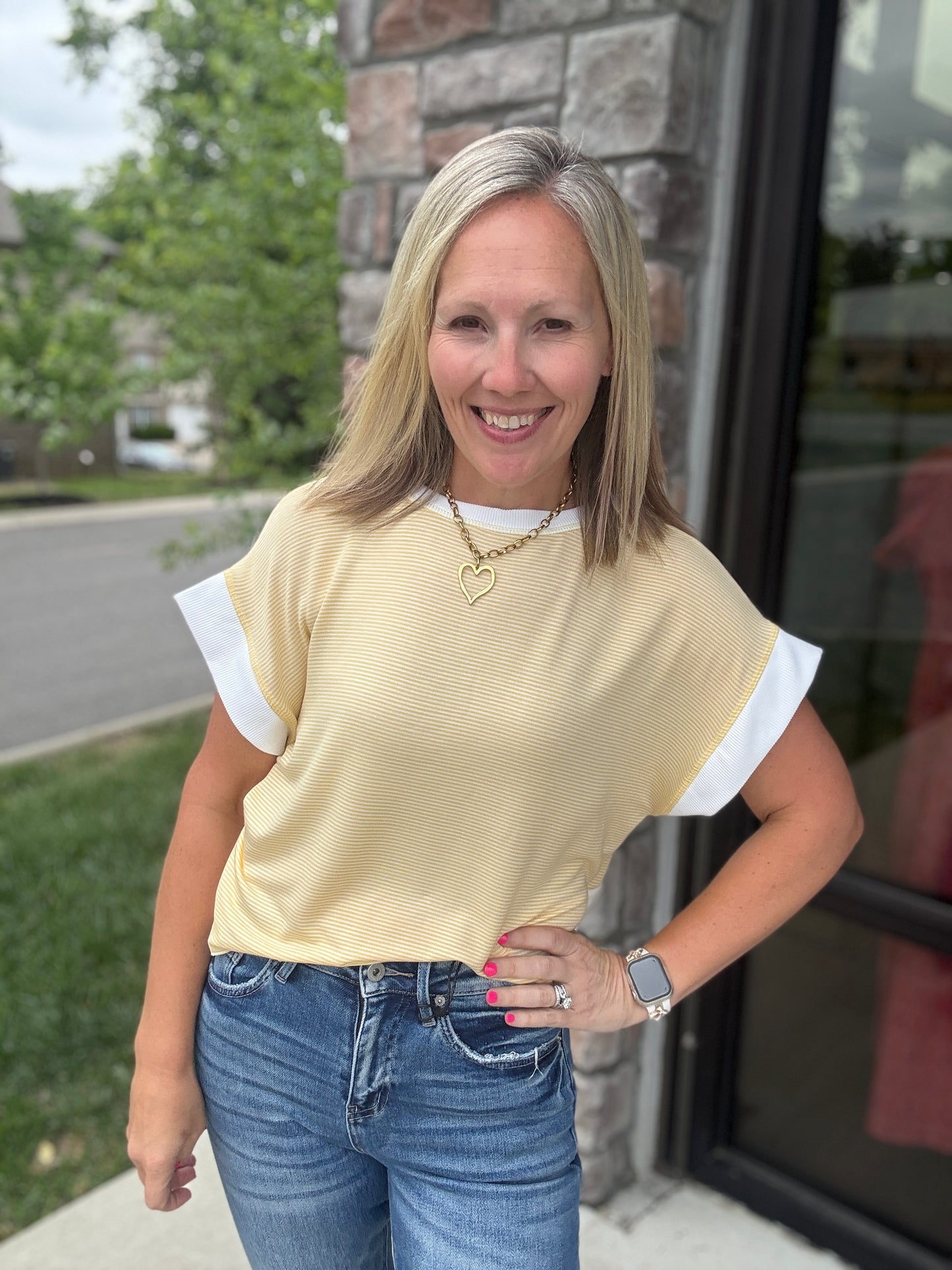 Open Air Stripe Top- Yellow