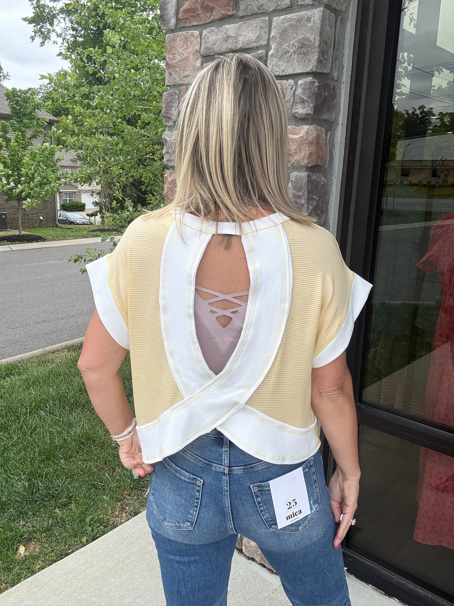 Open Air Stripe Top- Yellow