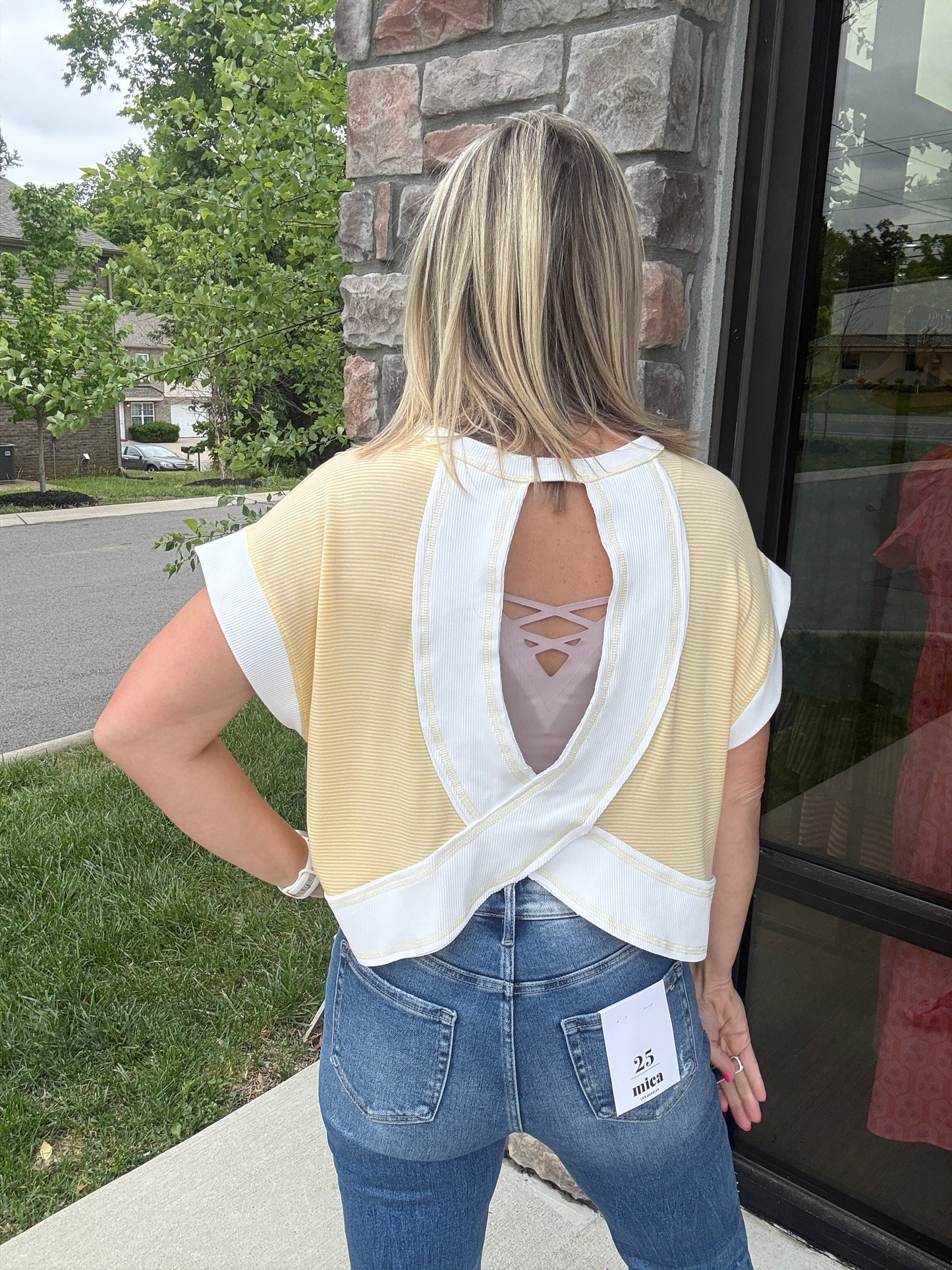 Open Air Stripe Top- Yellow
