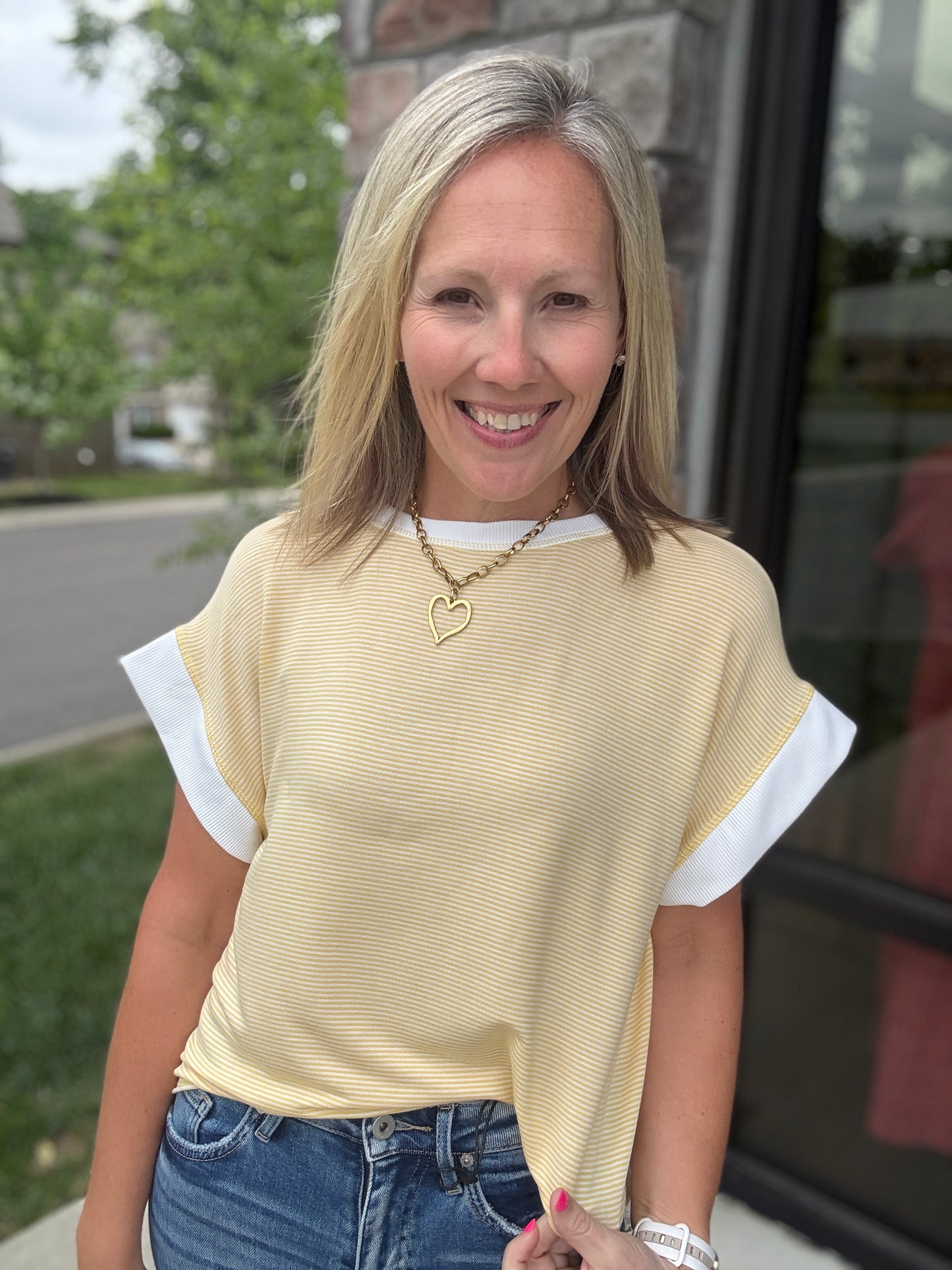 Open Air Stripe Top- Yellow