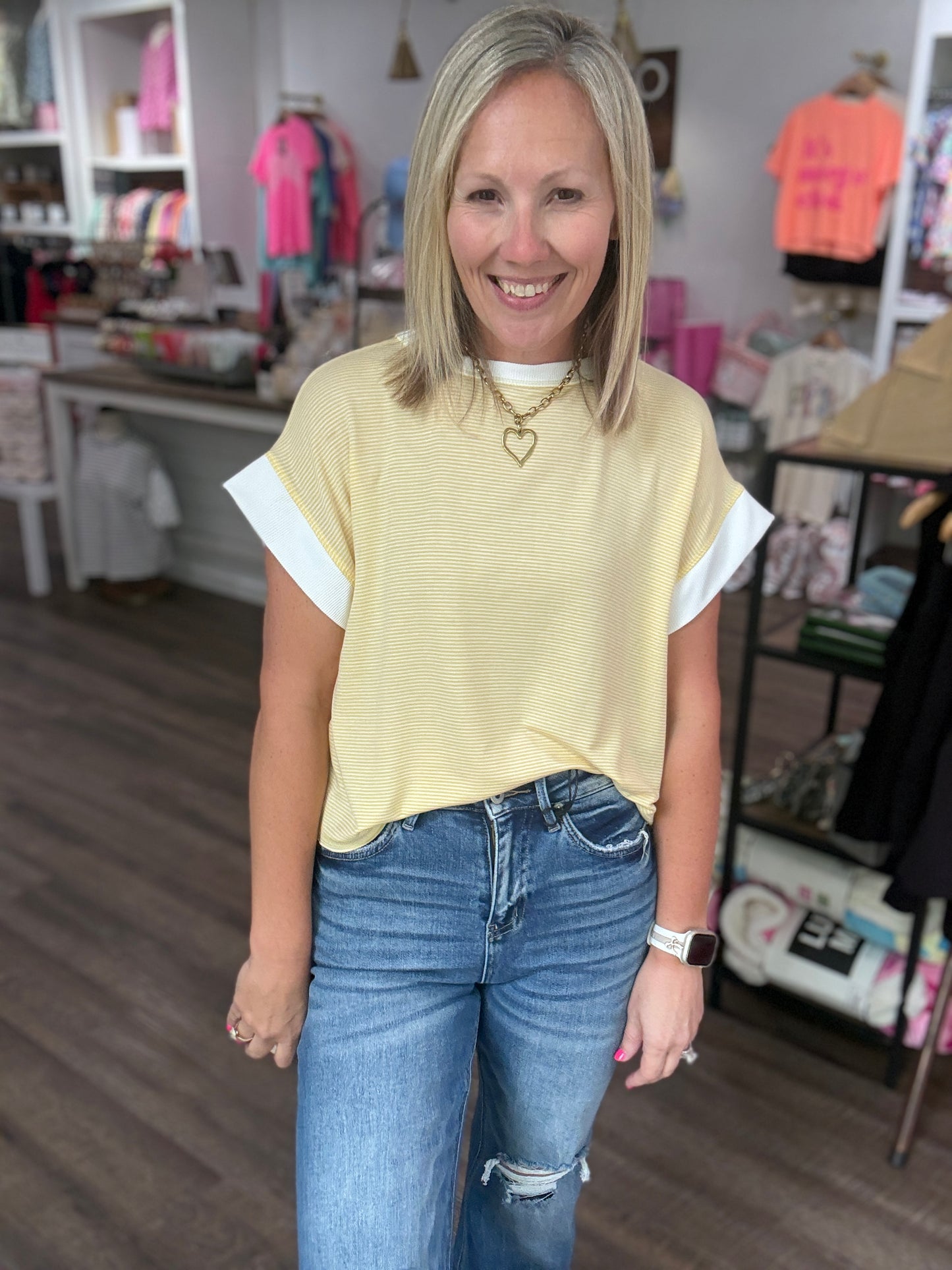 Open Air Stripe Top- Yellow
