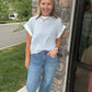Open Air Stripe Top-Blue
