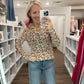 Cheetah Hearts Mesh Top