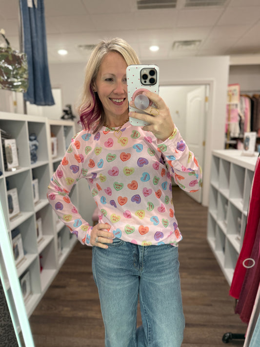 Candy Hearts Mesh Top