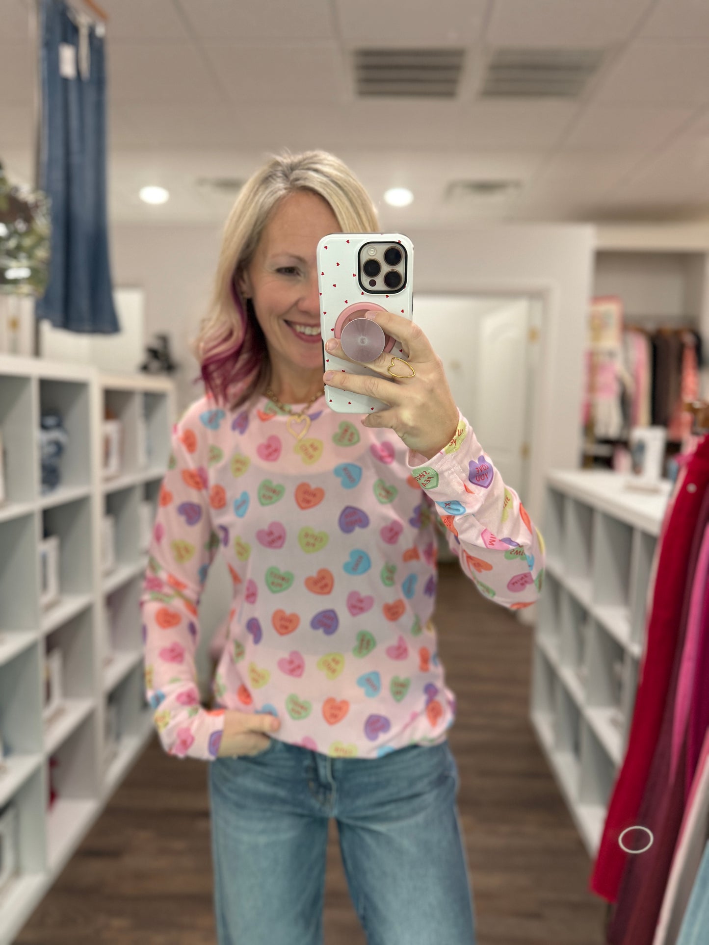 Candy Hearts Mesh Top