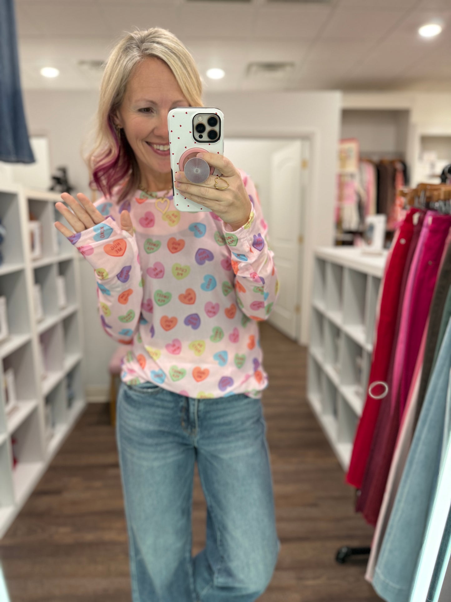 Candy Hearts Mesh Top