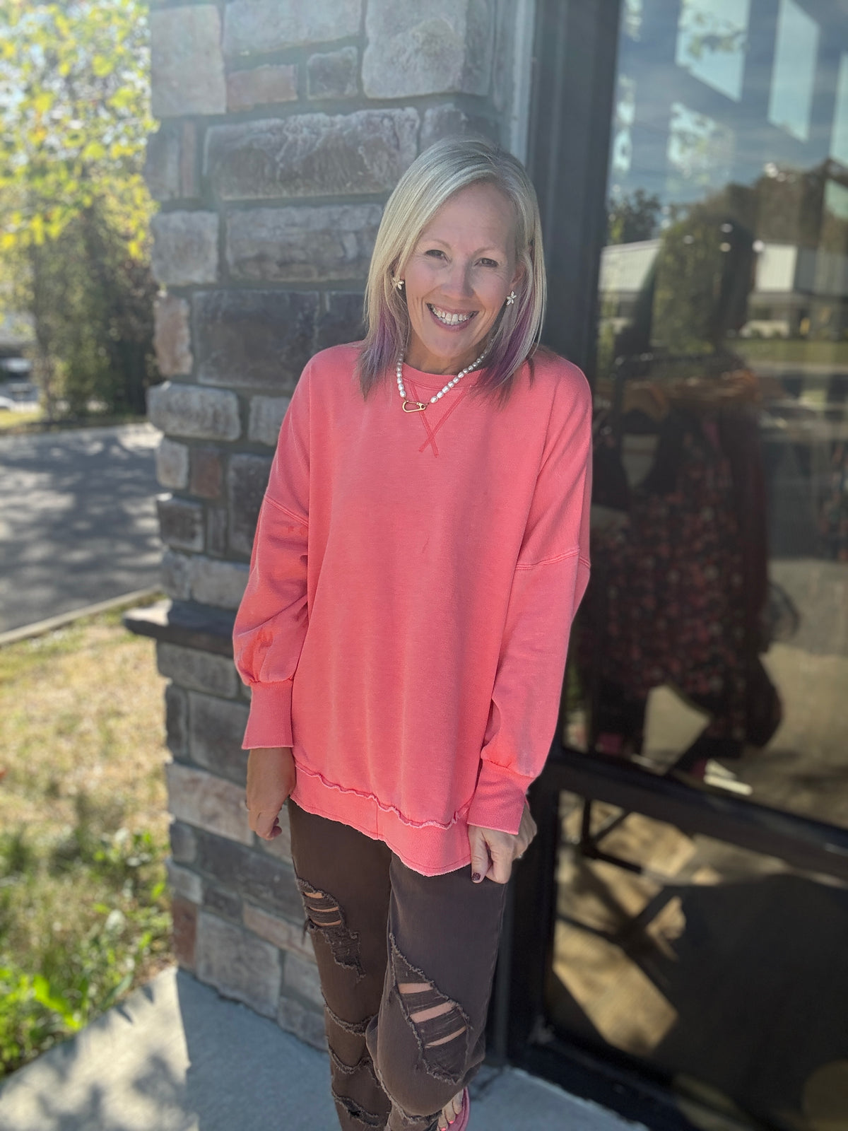 Keepsake Pullover- Coral
