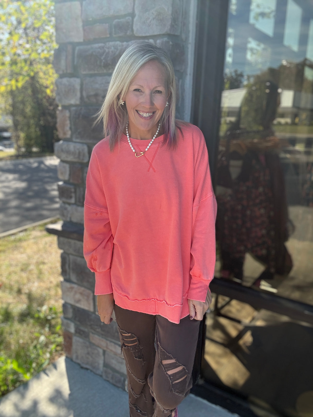 Keepsake Pullover- Coral