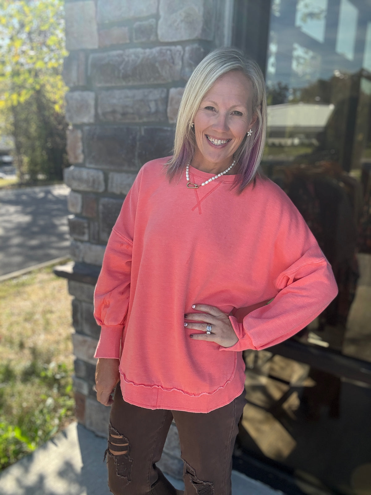 Keepsake Pullover- Coral