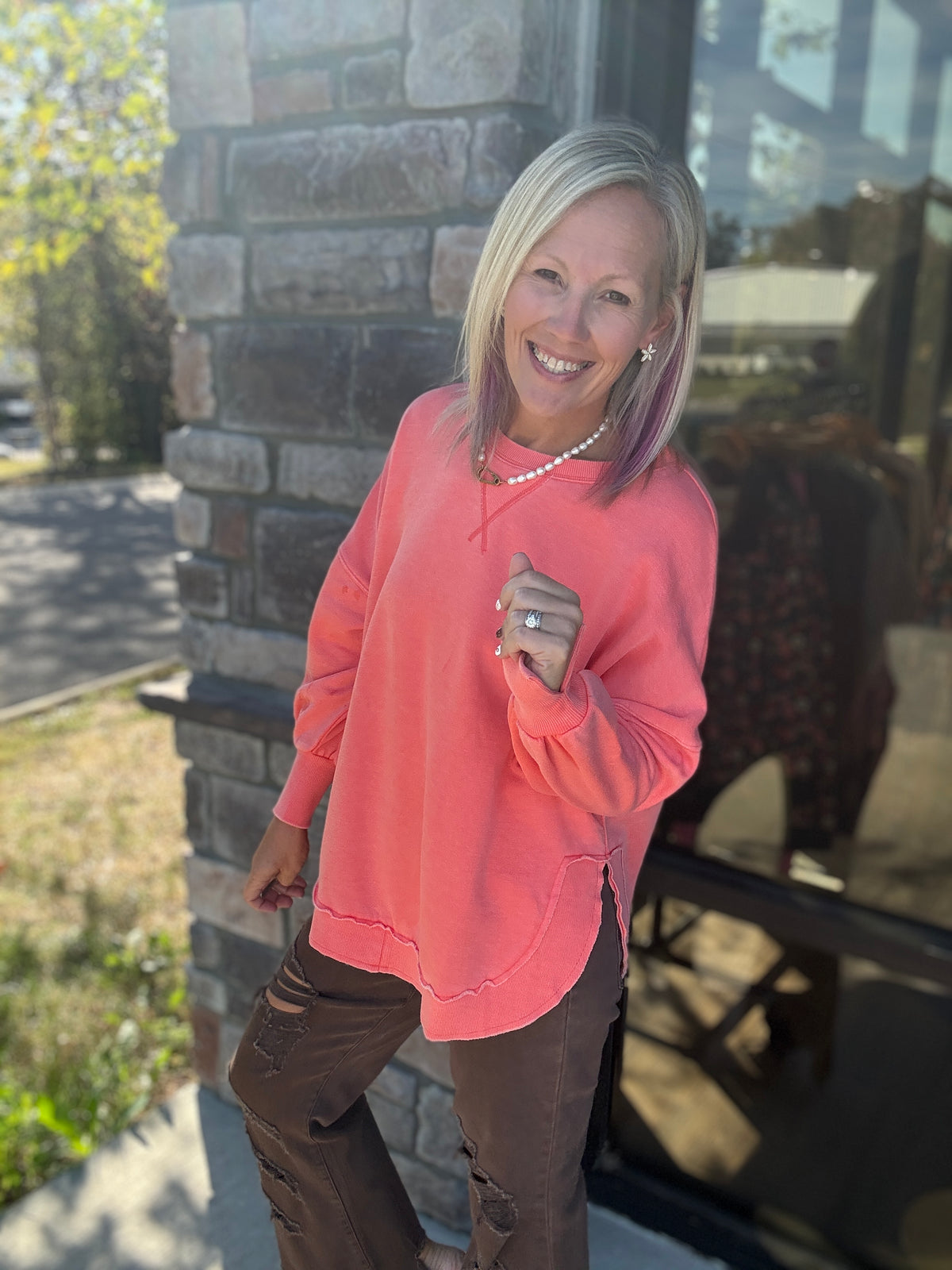 Keepsake Pullover- Coral