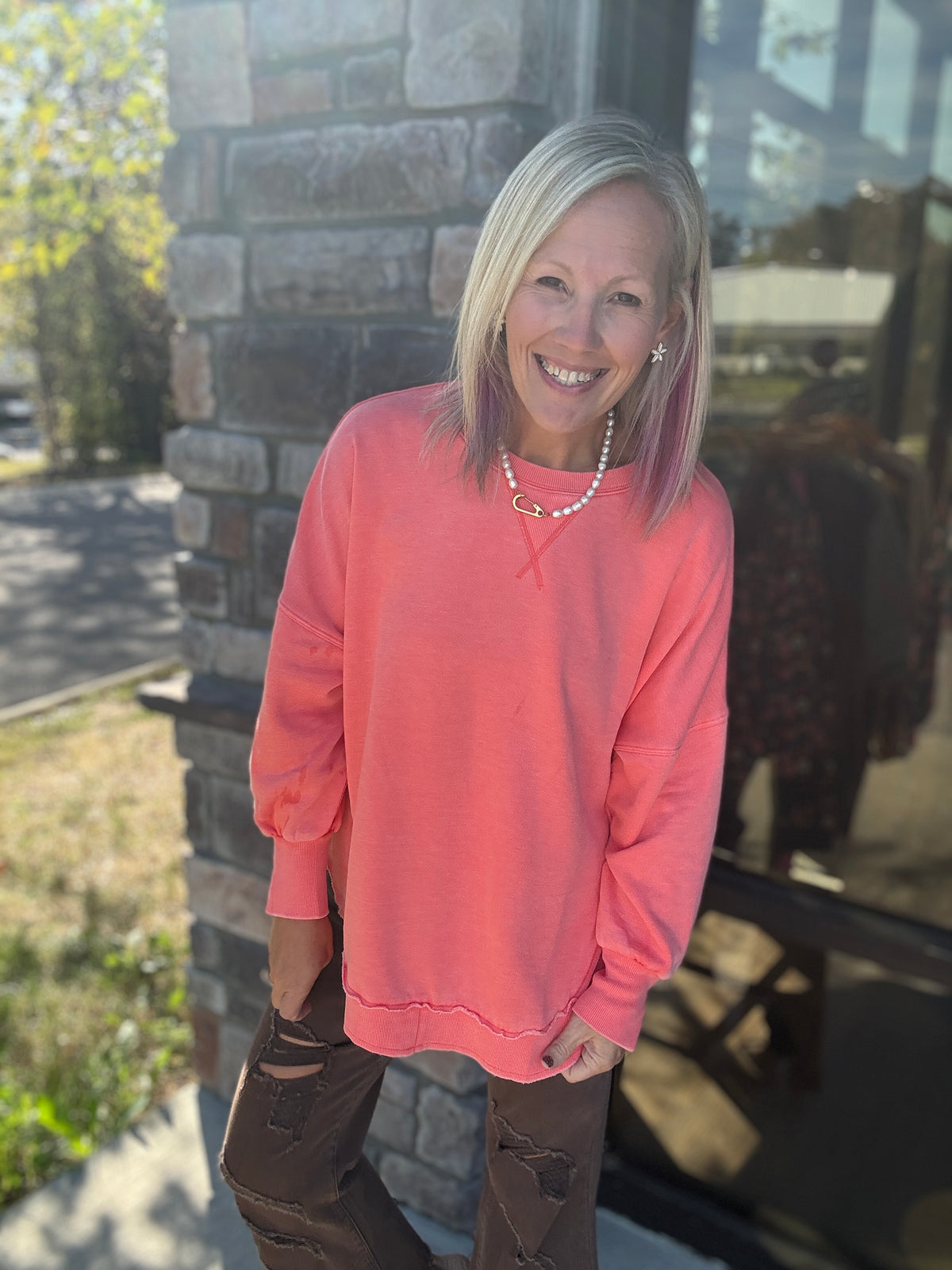 Keepsake Pullover- Coral