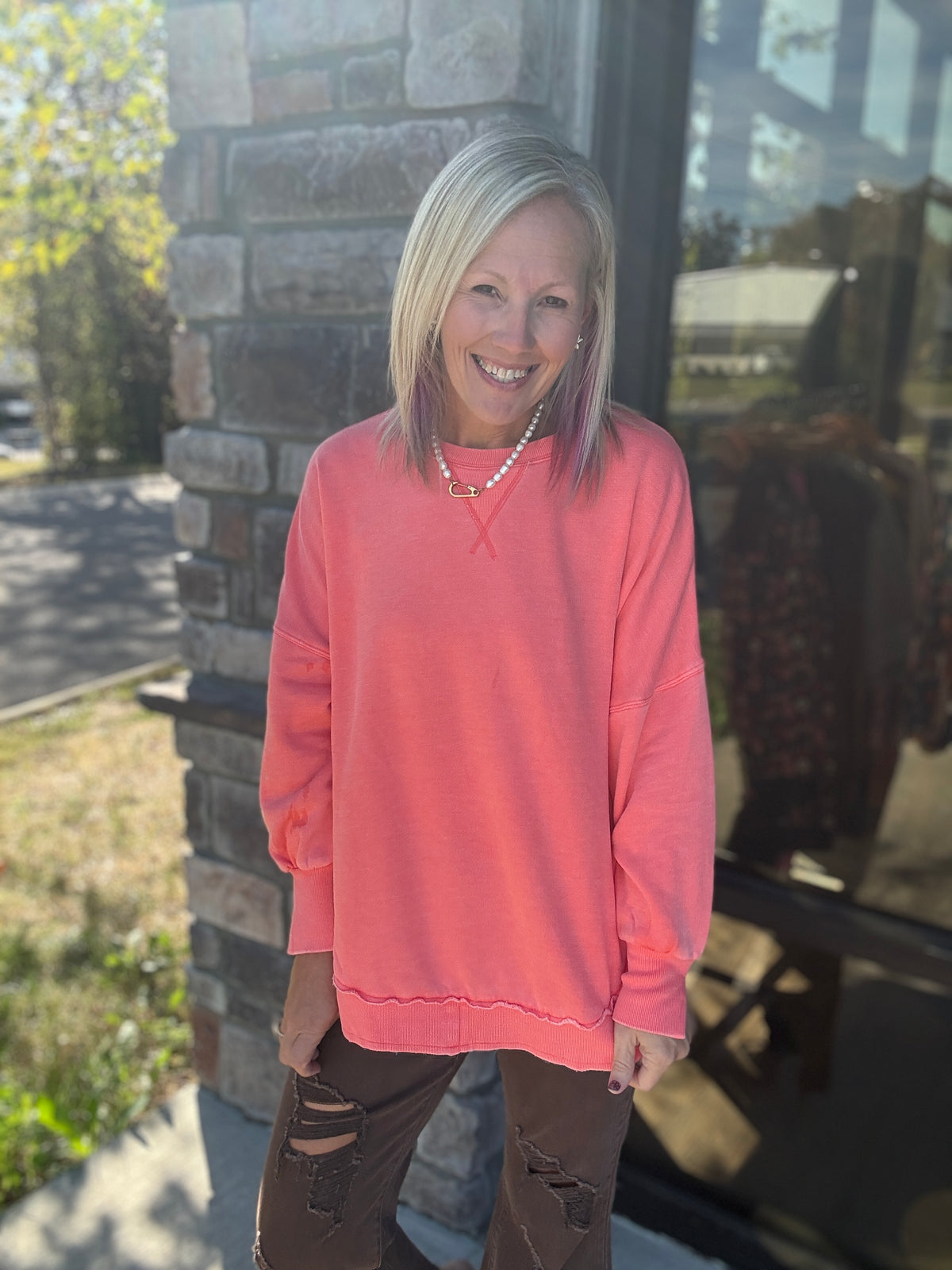 Keepsake Pullover- Coral