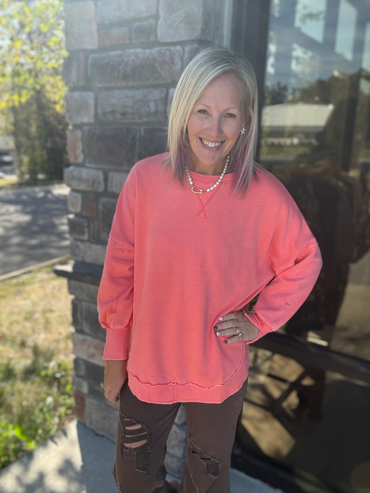Keepsake Pullover- Coral
