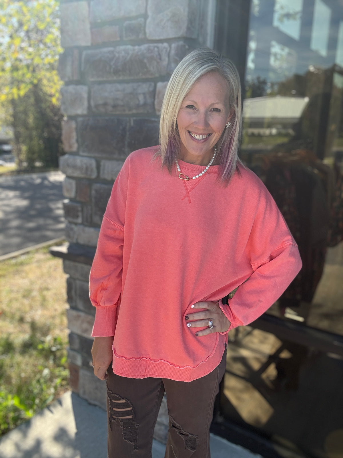 Keepsake Pullover- Coral