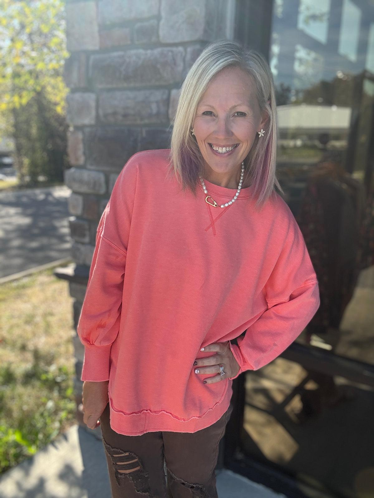 Keepsake Pullover- Coral