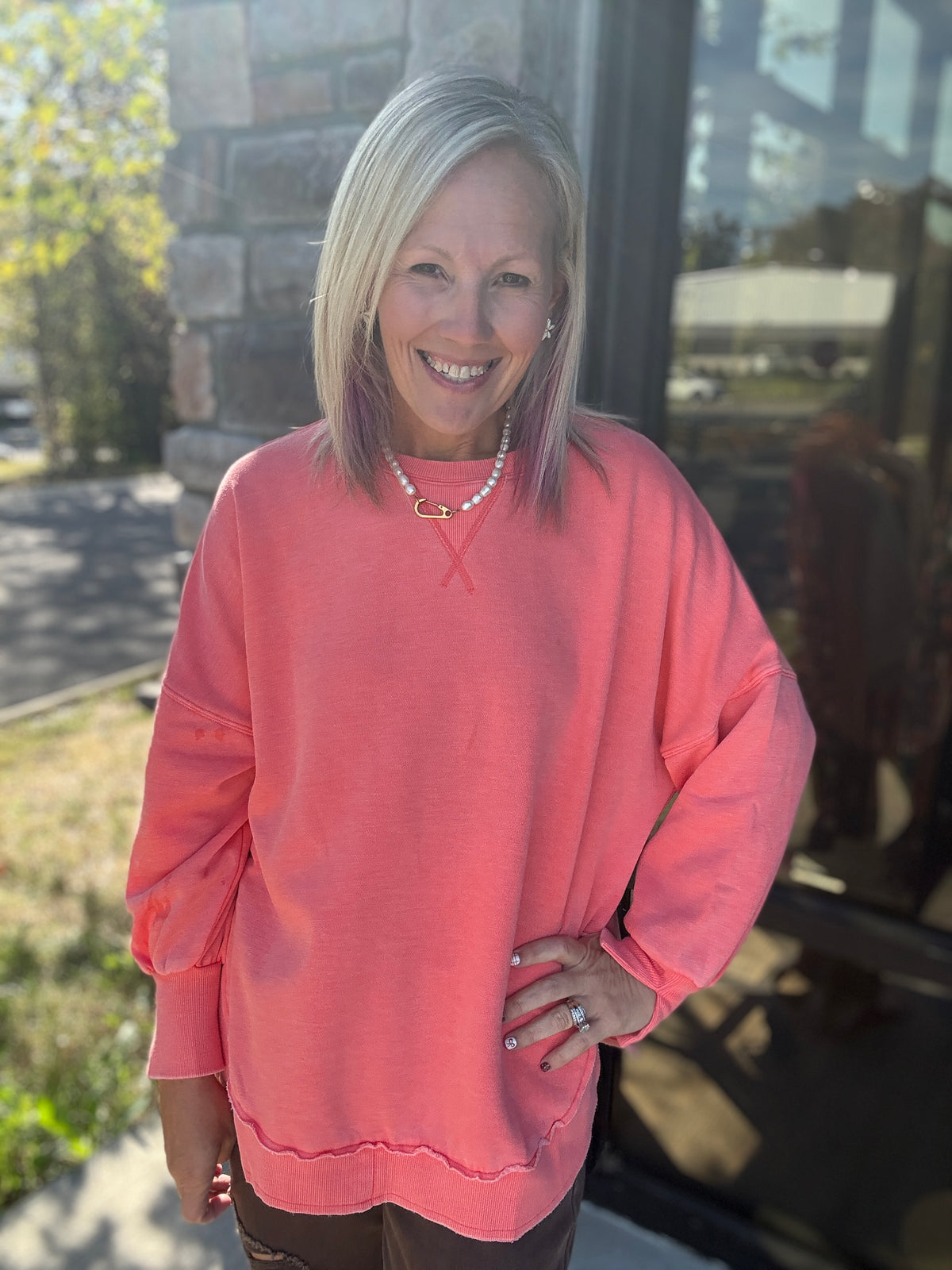 Keepsake Pullover- Coral