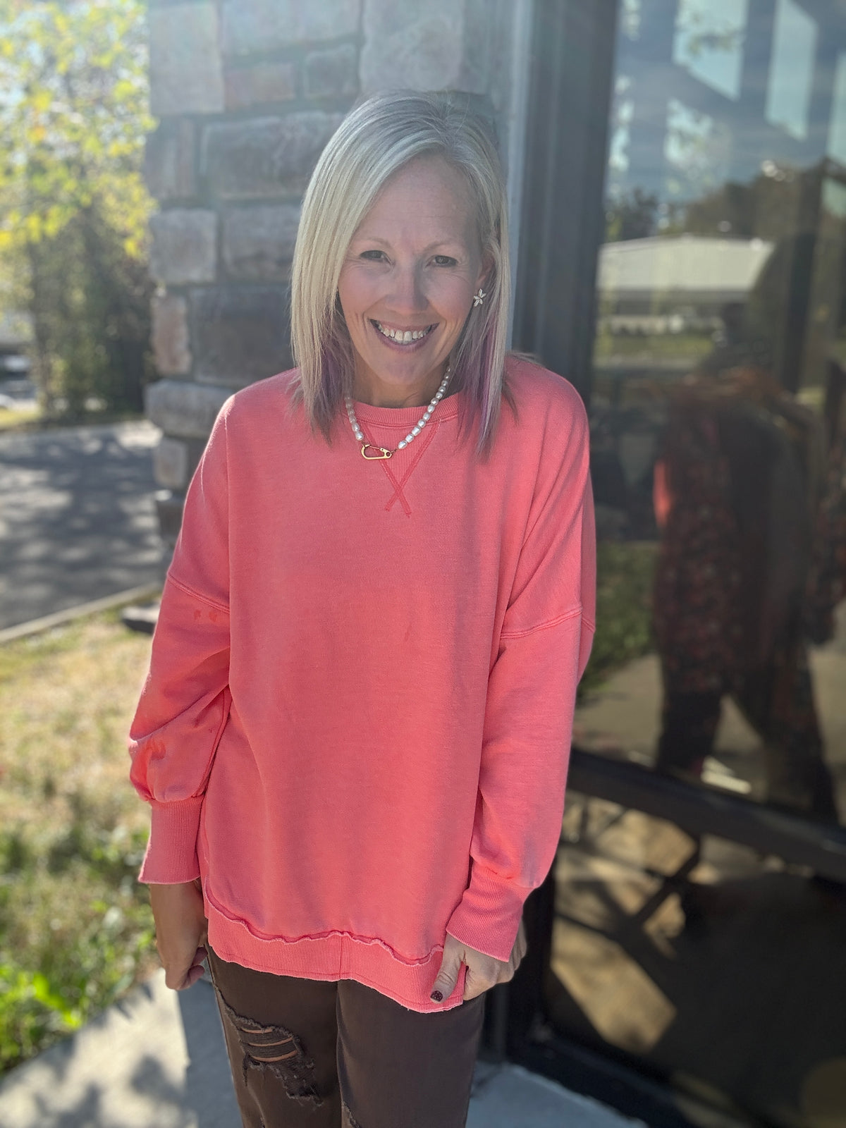 Keepsake Pullover- Coral