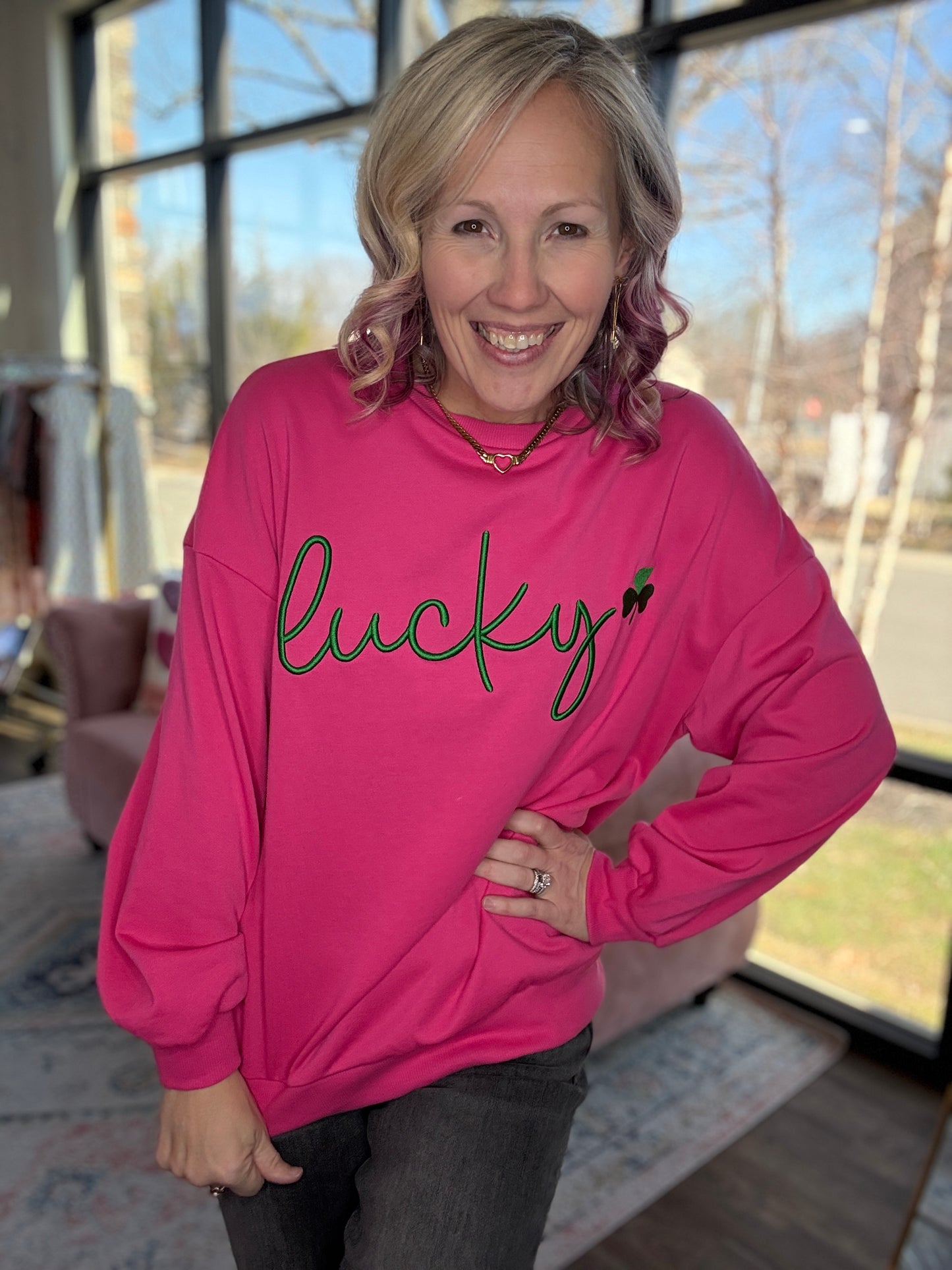 Lucky Charm Pink Sweatshirt