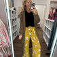 Haddie Floral Pants- Mustard