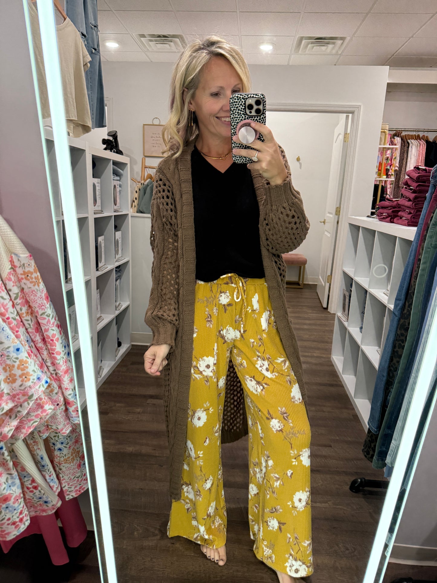 Haddie Floral Pants- Mustard