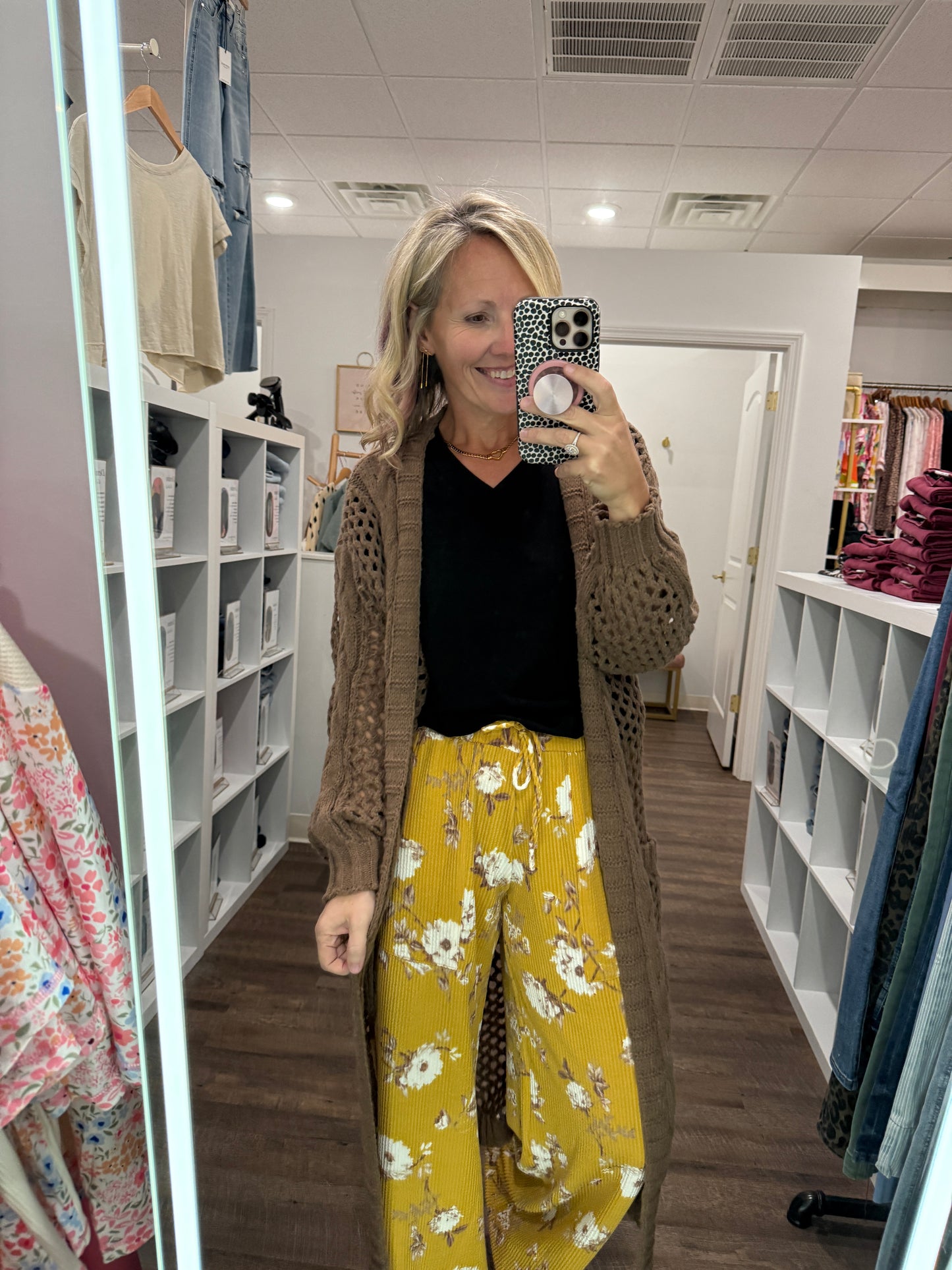 Haddie Floral Pants- Mustard