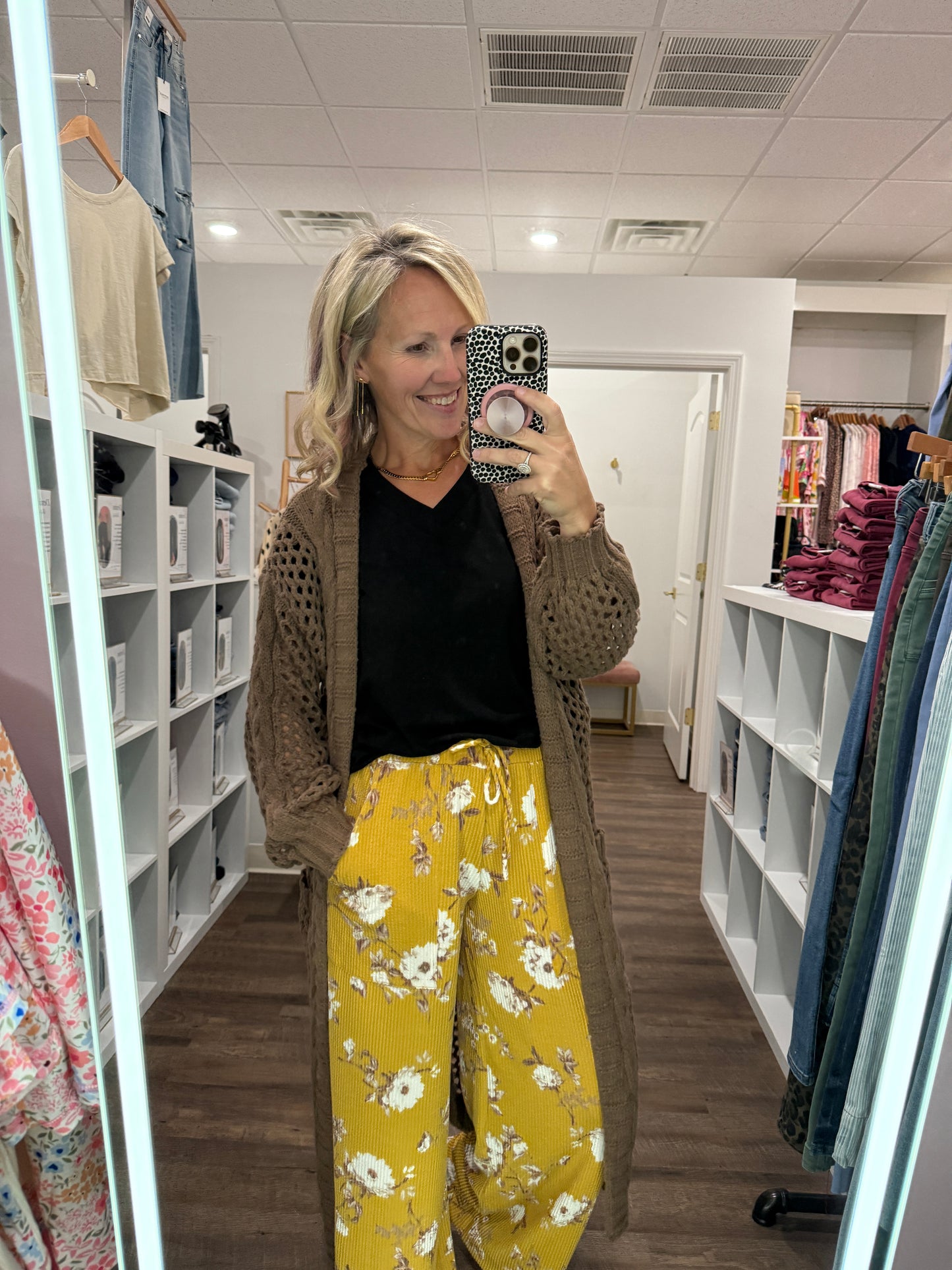 Haddie Floral Pants- Mustard