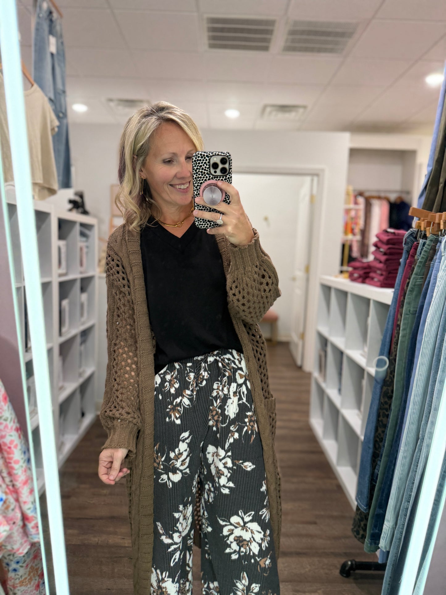 Haddie Floral Pants-Black