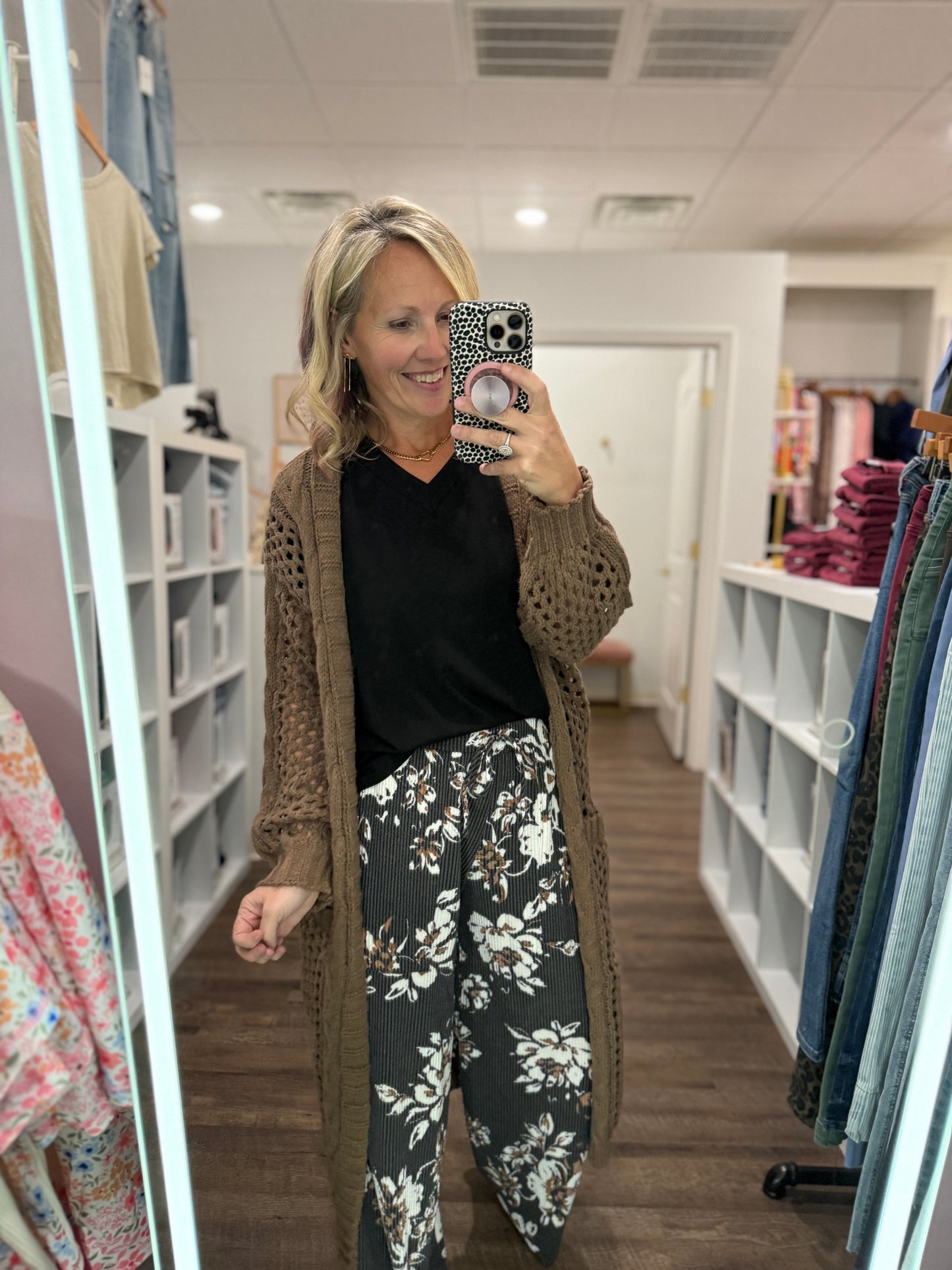 Haddie Floral Pants-Black