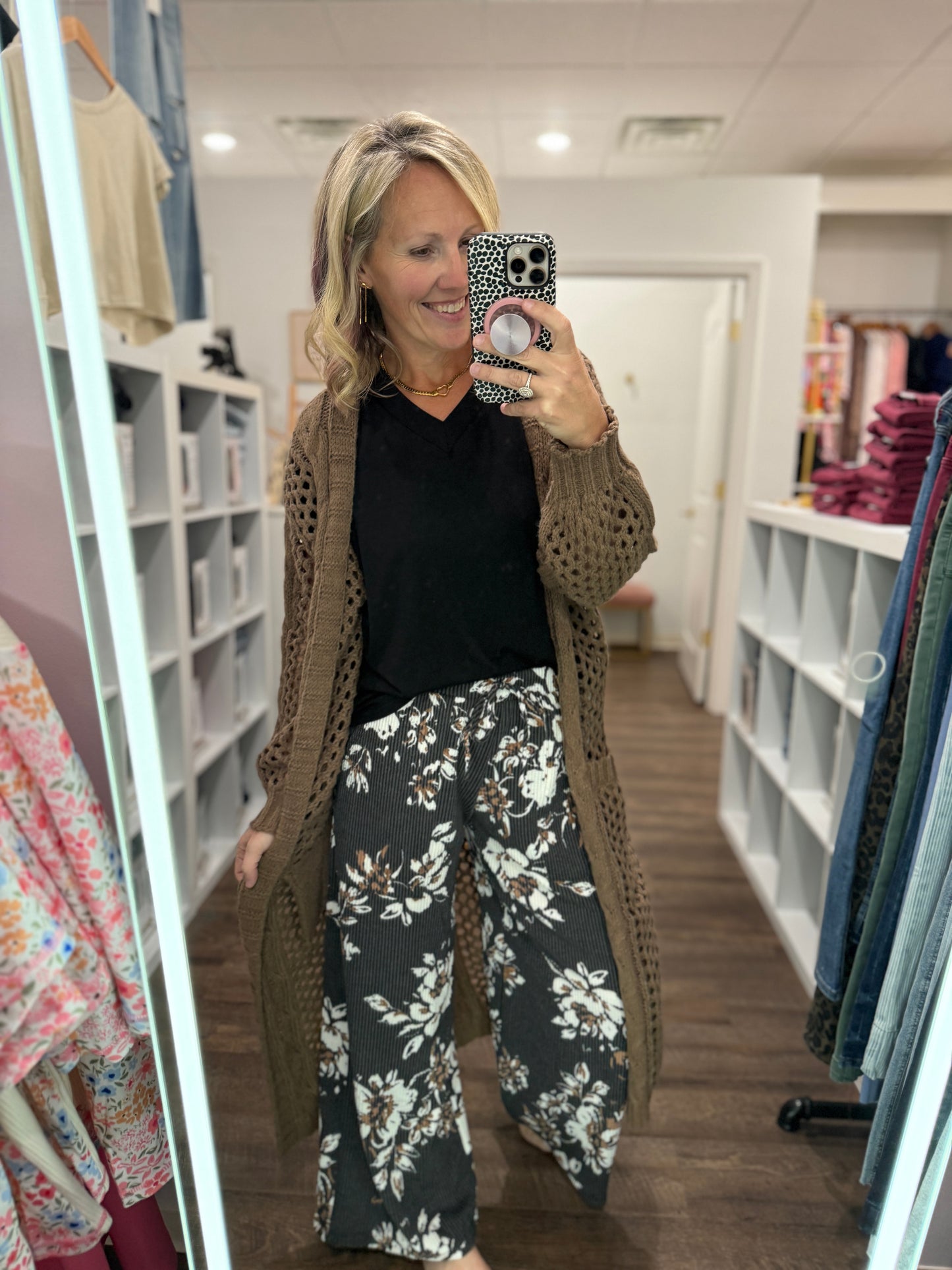 Haddie Floral Pants-Black