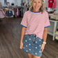 Retro Stripe Tee- Red & White