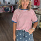 Retro Stripe Tee- Red & White