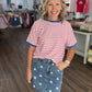 Retro Stripe Tee- Red & White