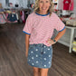 Retro Stripe Tee- Red & White