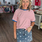 Retro Stripe Tee- Red & White